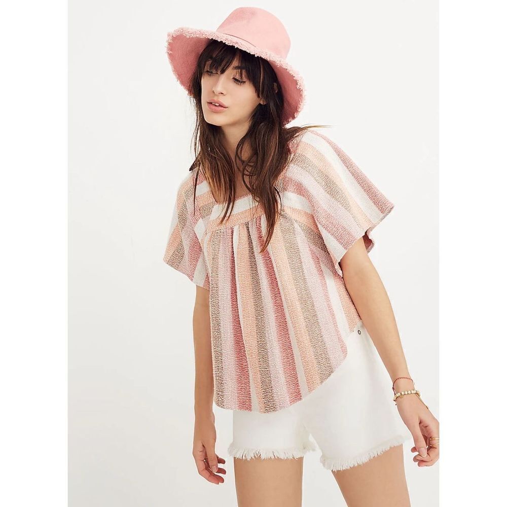 Madewell Texture & Thread Butterfly Top in Sherbet Stripe Size S‎